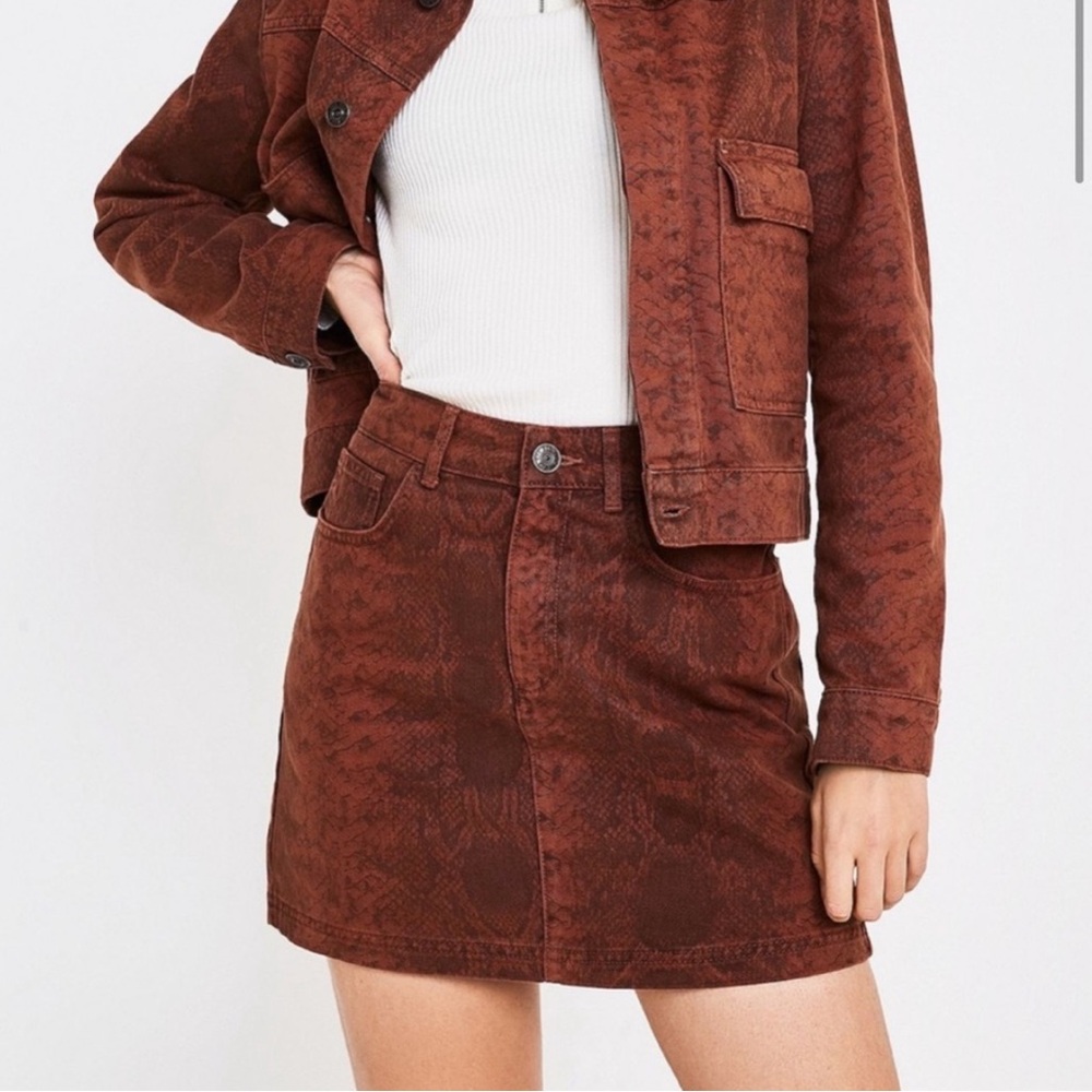 BDG Urban Outfitters Snake Skin Print Denim Mini Skirt